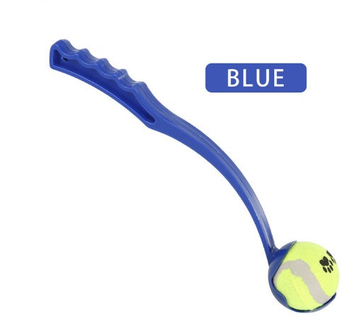 Dog throwing ball Blue