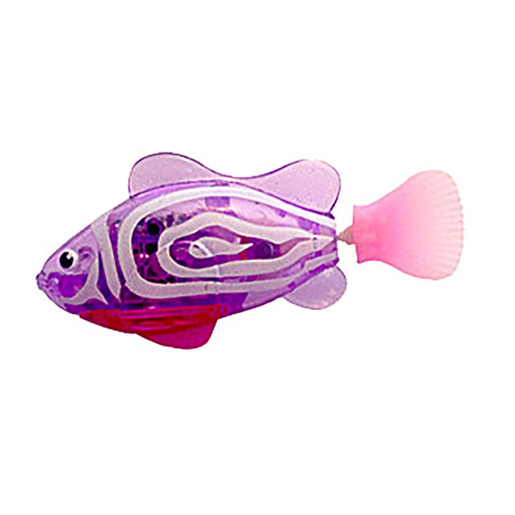 Led Light Swimmer: Interactive Pet Fish Electronic Cat Toys With Grass Purple