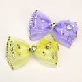 Pet Accessories Rhinestone Heart Tulle Bow Hair Clip headwear