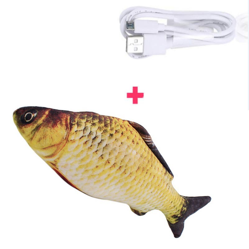 Electric Funny Cat Simulation Fish Beating Usb Jumping Cat Toy Crucian carp