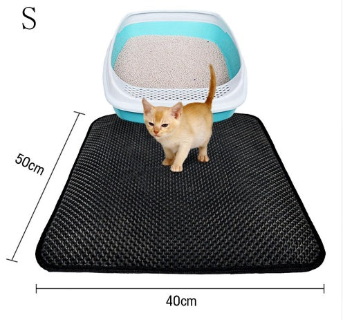 Double Layer Litter Cat Bed Pads Pet Cat Litter Mat Trapping Pets Litter Box Mat Pet Product Bed For Cats House Clean Mat S Black