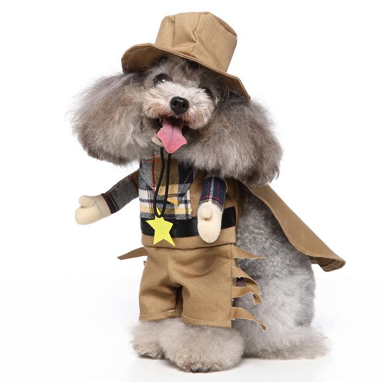 Funny Cosplay Pet Costume Set: Cute Cartoon Dog Outfit For Halloween And Christmas Dress-Up Cowboy