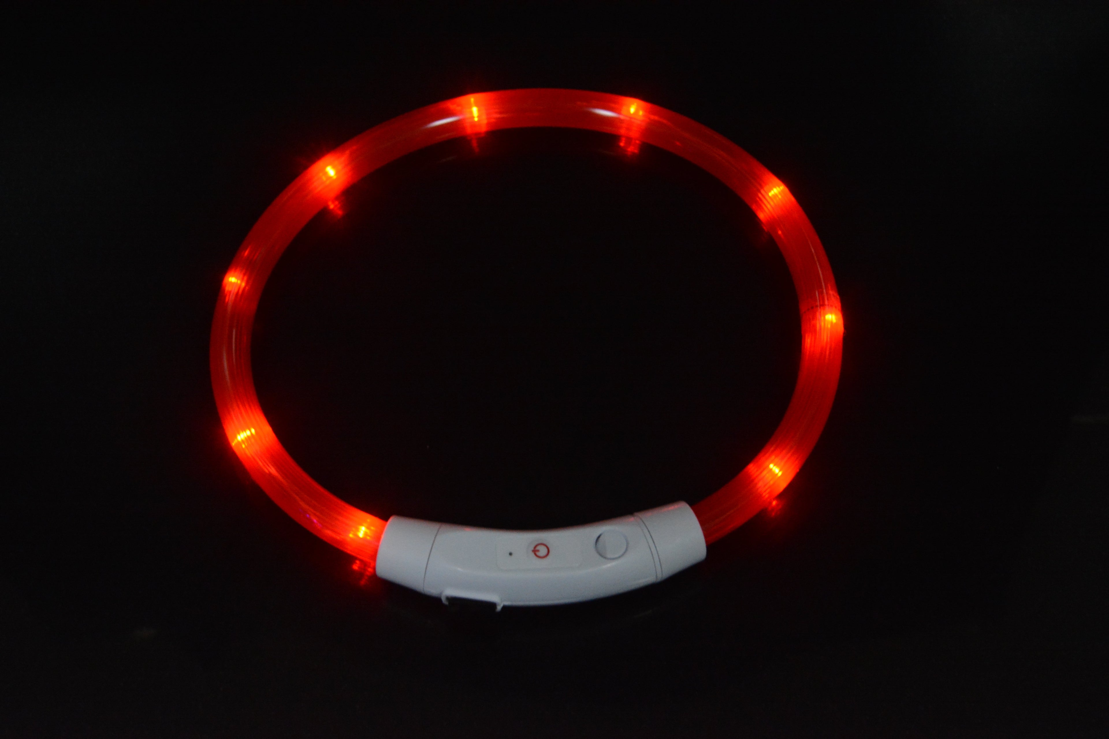 Dog luminous collar luminous pet collar USB charging neck ring LED luminous dog collar Red - LED beads