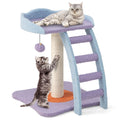 19 Inch Mohair Plush Cat Tree with Ladder and Jingling Ball-Purple Default Title