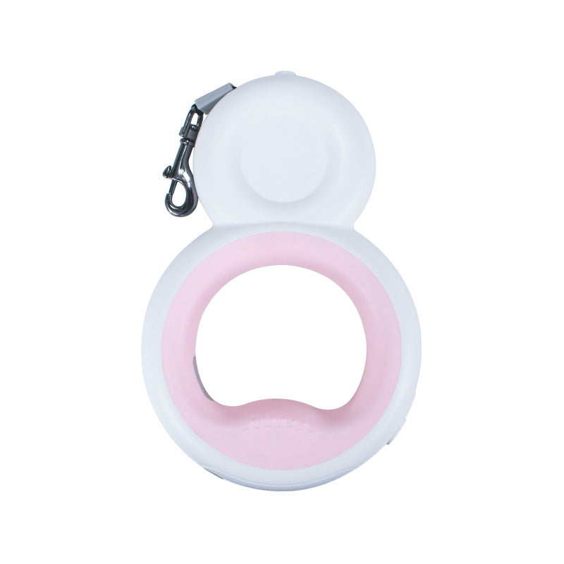 4 in 1 Pet Snowman LED With Night Light Dog Automatic Retractable Leash Pink
