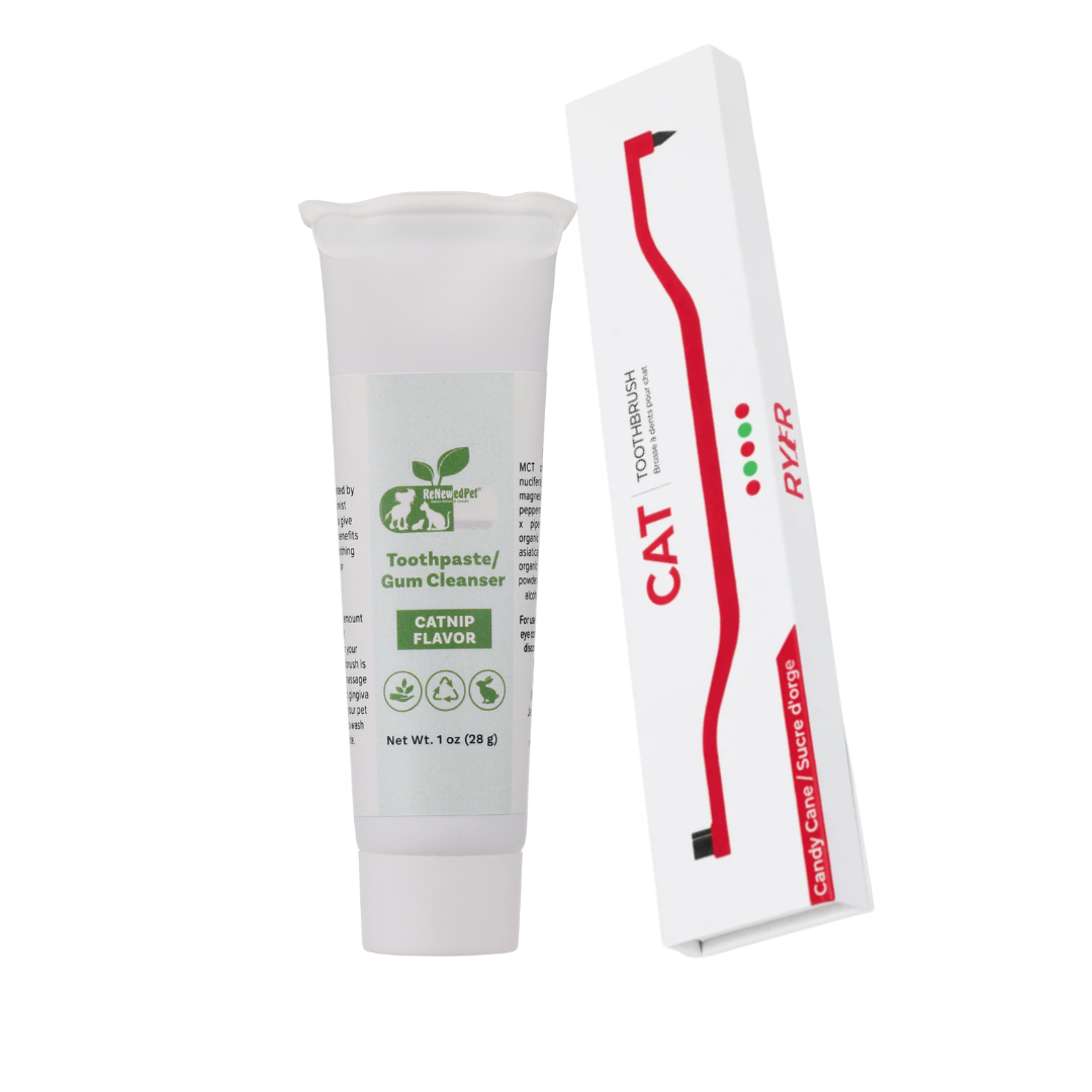 4-ALL PETS TOOTHPASTE / GUM CLEANSER 1 OZ. ($16.95 oz.) CATNIP FLAVOR CAT TOOTHBRUSH