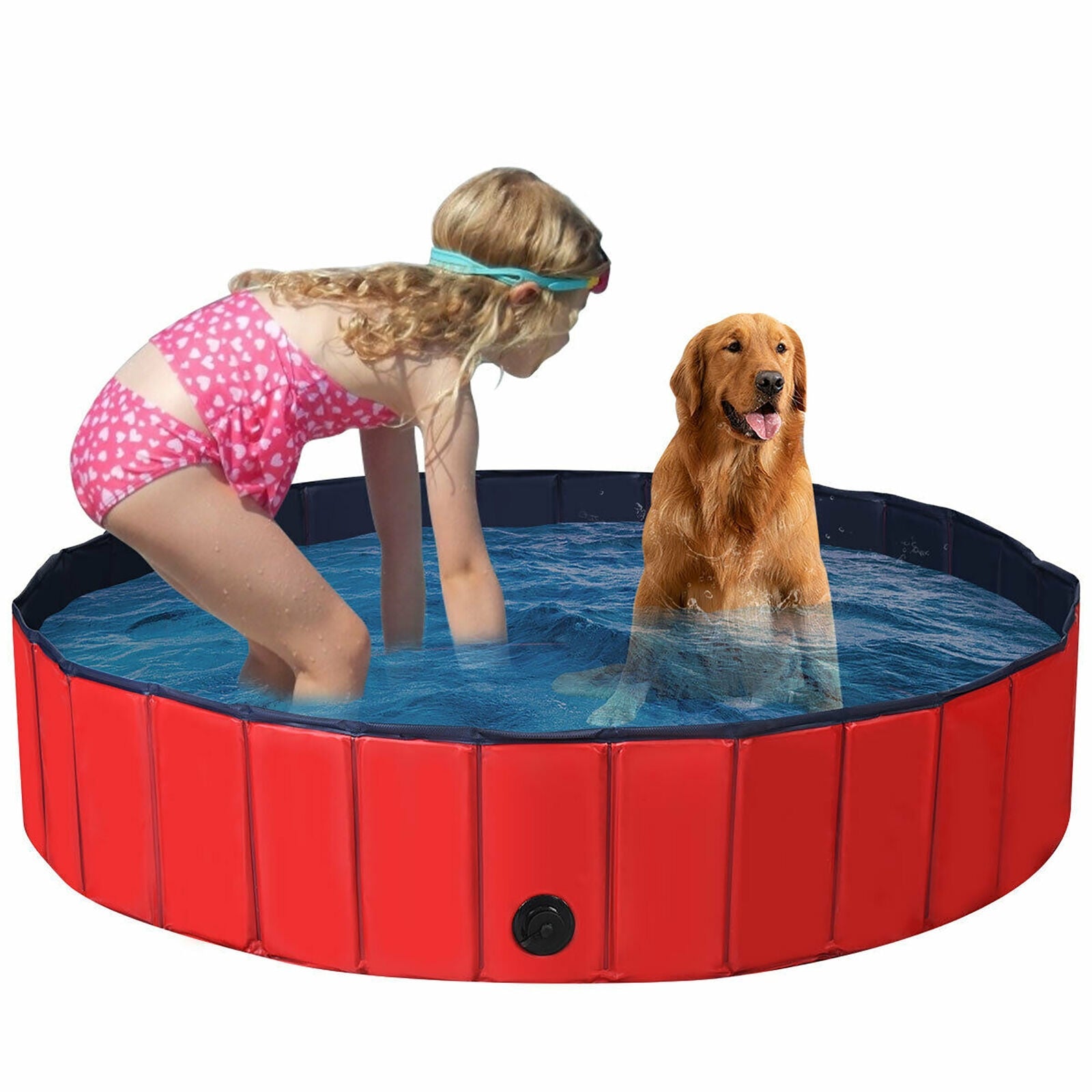 63 Inch Foldable Leakproof Dog Pet Pool Bathing Tub Kiddie Pool for Dogs Cats and Kids