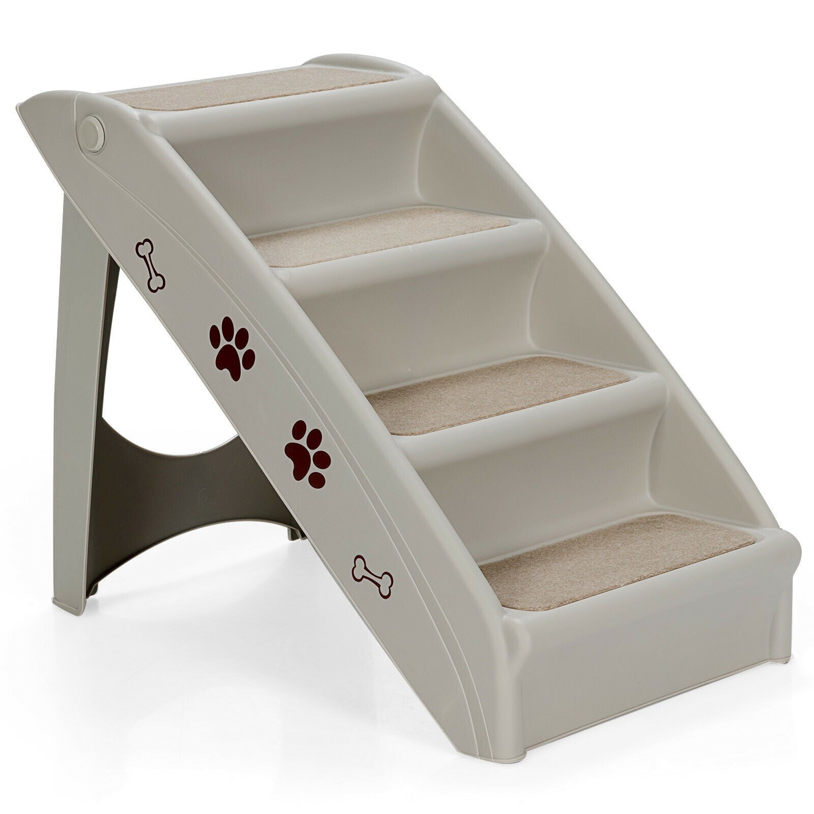 Collapsible Plastic Pet Stairs 4 Step Ladder for Small Dog and Cats Gray