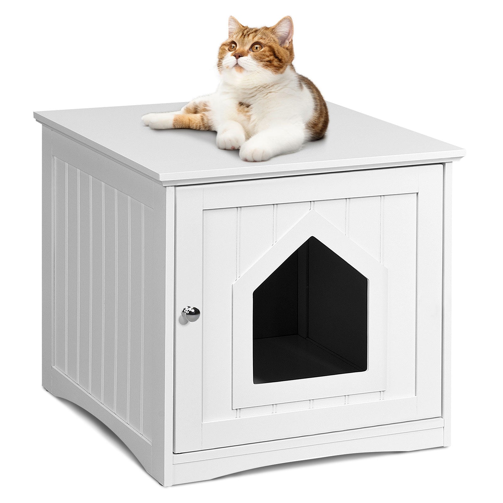 Sidetable Nightstand Weatherproof Multi-function Cat House White