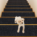15 Pieces 30 x 8 Inch Slip Resistant Soft Stair Treads Carpet Black