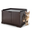 Cat Litter Box Enclosure with Double Doors for Large Cat and Kitty Brown