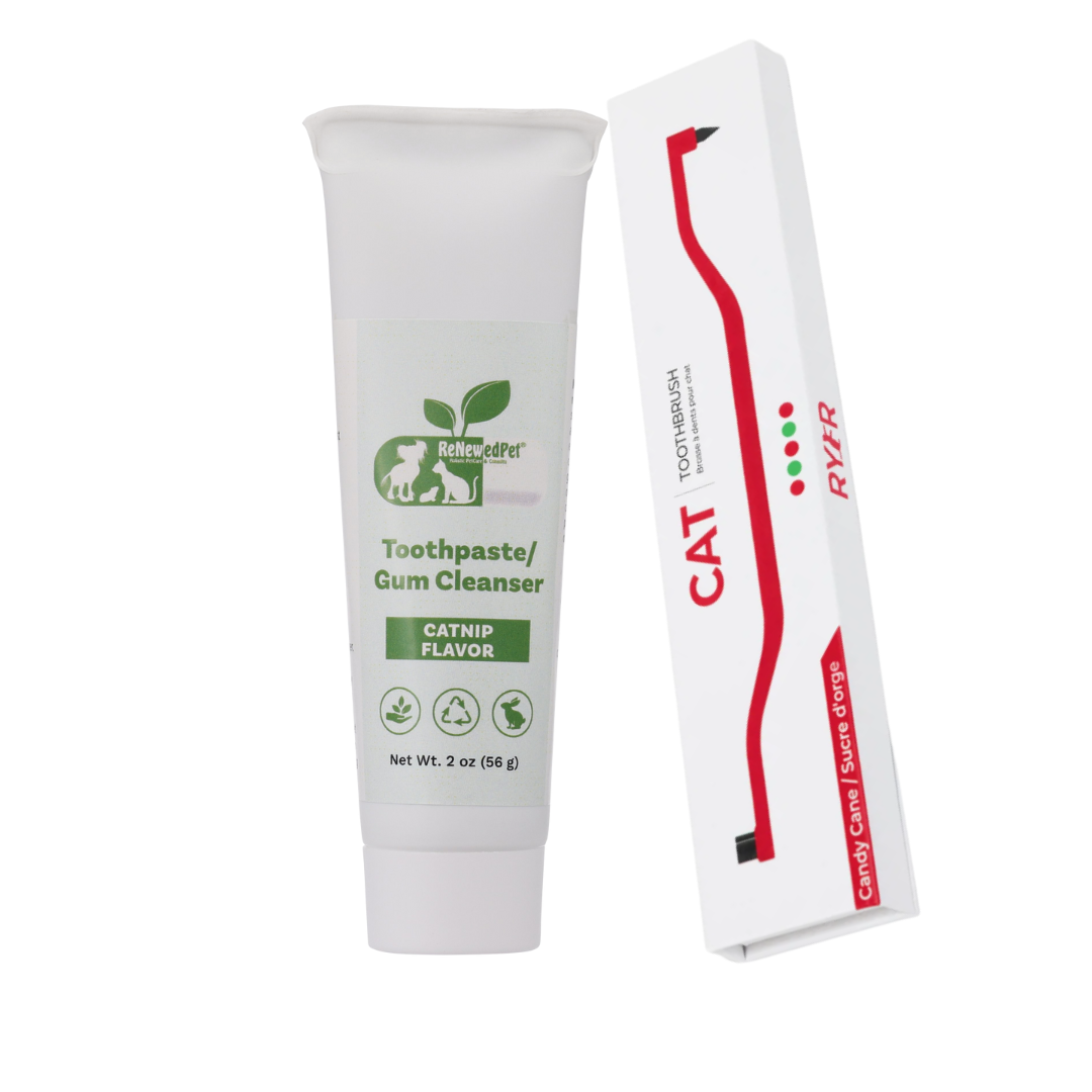 4-ALL PETS TOOTHPASTE / GUM CLEANSER 2 OZ. ($15.47 oz.) CATNIP FLAVOR CAT TOOTHBRUSH
