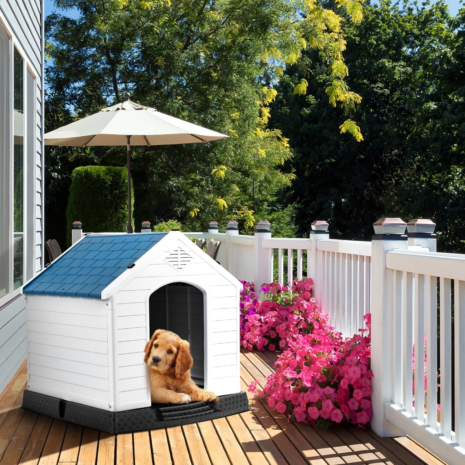 Indoor/Outdoor Waterproof Plastic Dog House Pet Puppy Shelter