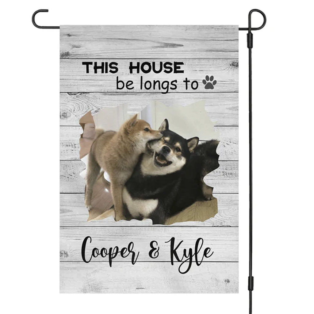 This House BeLongs To Personalized Custom Photo Dog Pet Lover Garden Flag H181 12"x18"