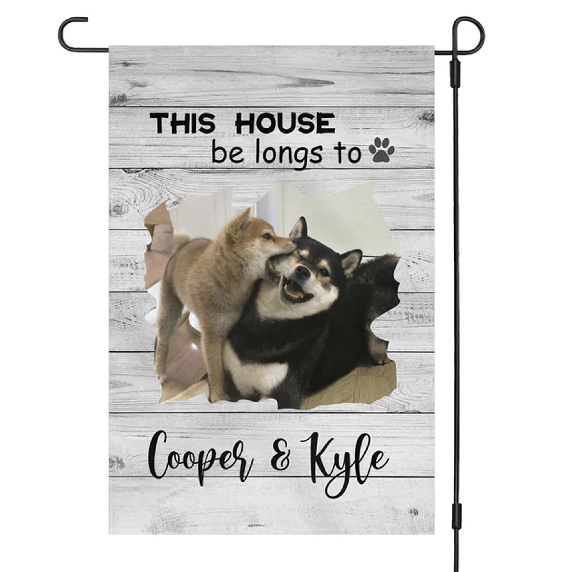 This House BeLongs To Personalized Custom Photo Dog Pet Lover Garden Flag H181 12"x18"