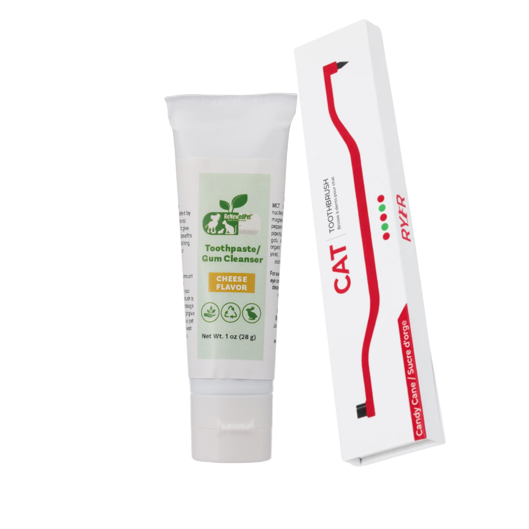 4-ALL PETS TOOTHPASTE / GUM CLEANSER 1 OZ. ($16.95 oz.) CHEESE FLAVOR CAT TOOTHBRUSH