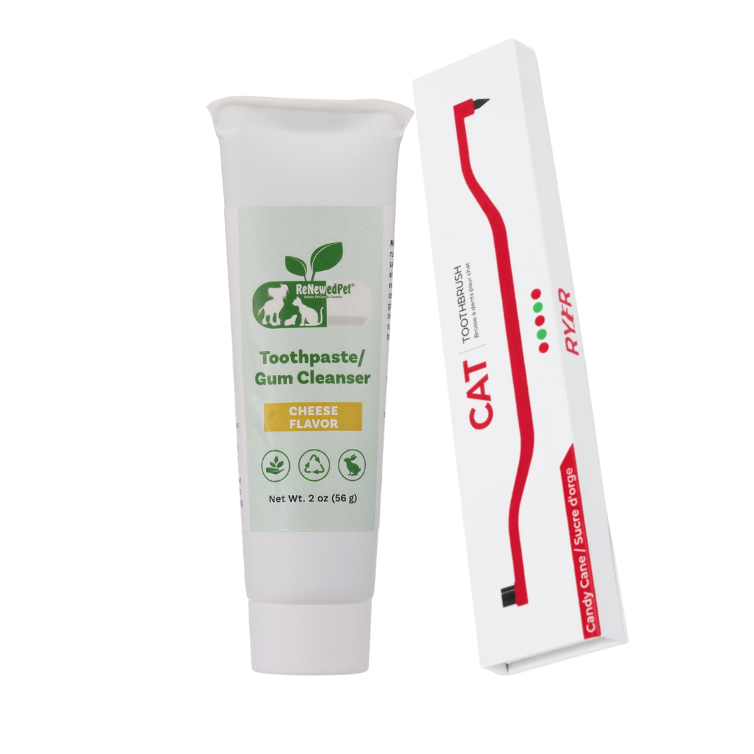 4-ALL PETS TOOTHPASTE / GUM CLEANSER 2 OZ. ($15.47 oz.) CHEESE FLAVOR CAT TOOTHBRUSH