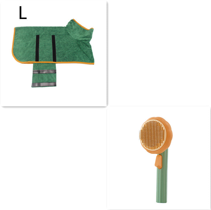 New Pet Cat Brush Hot Selling Hand-held Steel Wire Self-cleaning Comb Looper For Hair Removal Green Green L