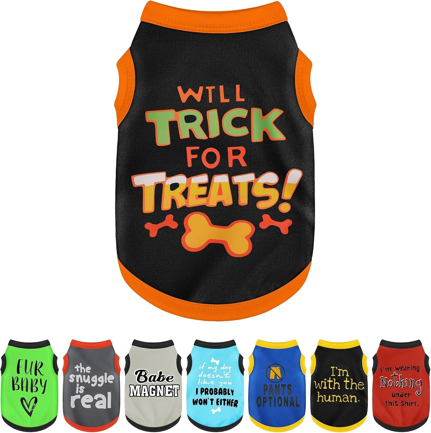 Dog Shirt Set 8 Pack Breathable Puppy Clothes Summer Fall XS-3XL Trick For Treats