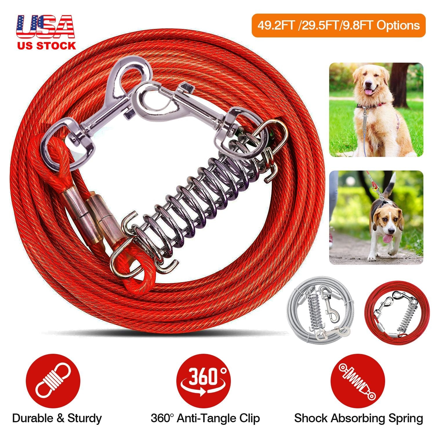 GBruno 49.2FT Dog Tie Out Cable