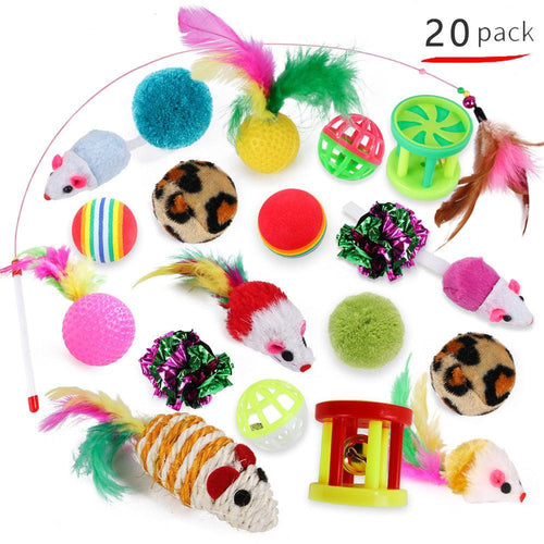 20-Piece Set Of Hilarious Plush Cat Toys With Funny Cat Stick And Sisal Mouse 20Piece Set