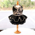 Black Tweed Pet Dress with Pearl Trim
