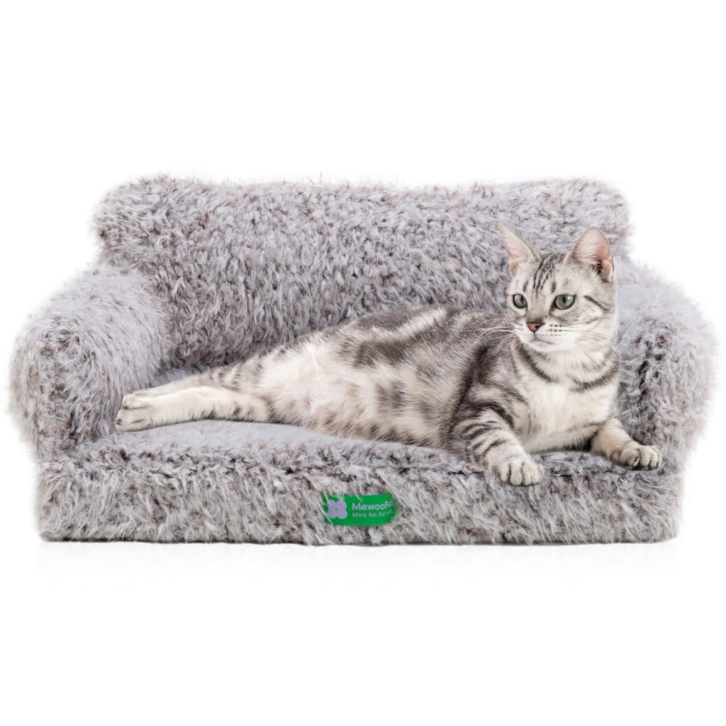MEWOOFUN Cat Bed for Indoor Cats Dog Bed Medium Small Dog Bed Cat Sofa Cat Dog Couch Orthopedic Egg- Foam Pet Bed with Removable Washable Cover and Non-Slip Bottom(Medium Brown)