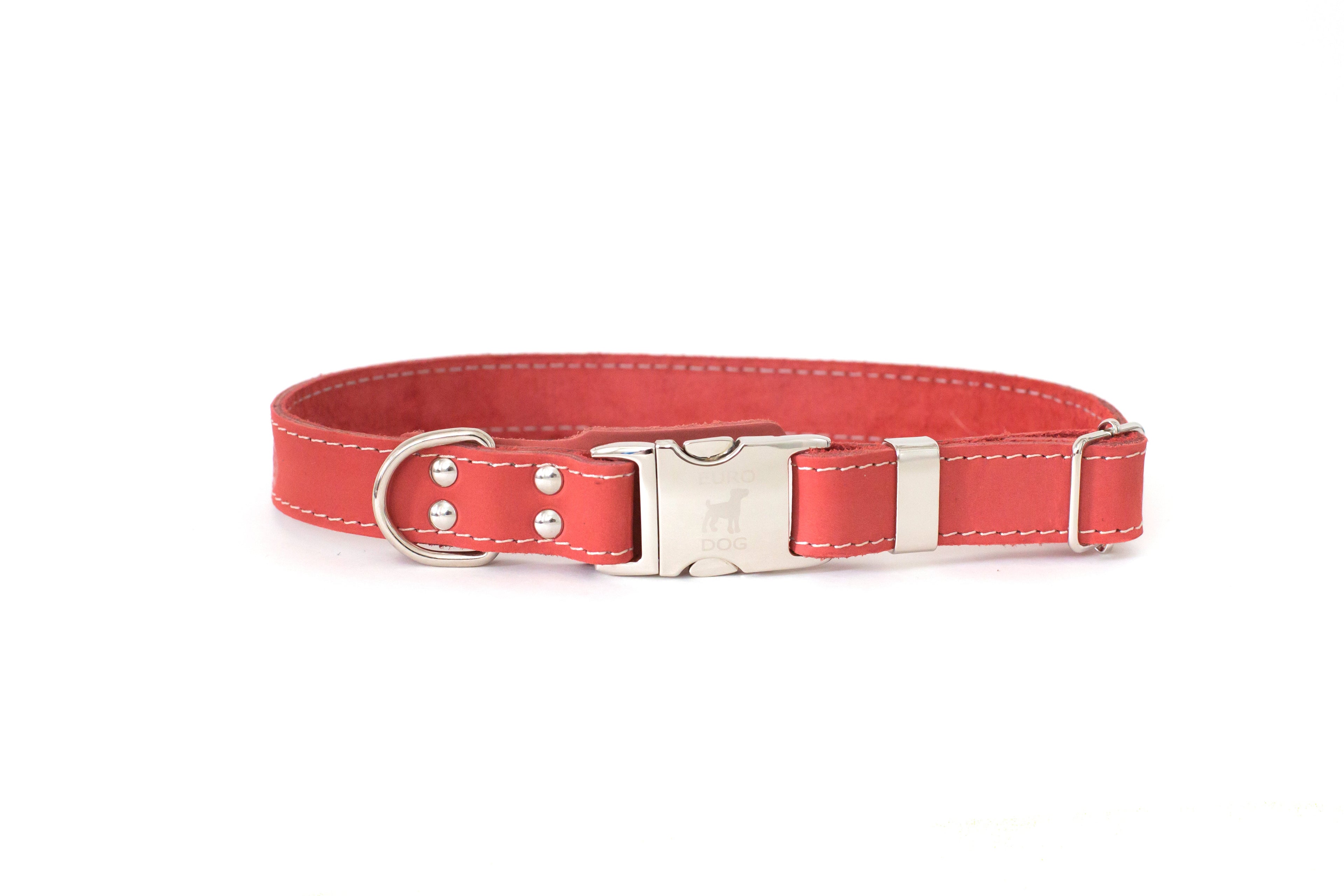 Quick-Release Style Leather Collar and Leash Set Coral Reef