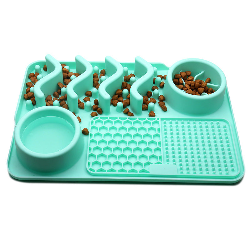 Dog Silicone Licking Pad Pet Licking Mat Silicone Smelling Mat Multifunctional Food Bowl Pets Supplies Small Lake Blue Licking Pad