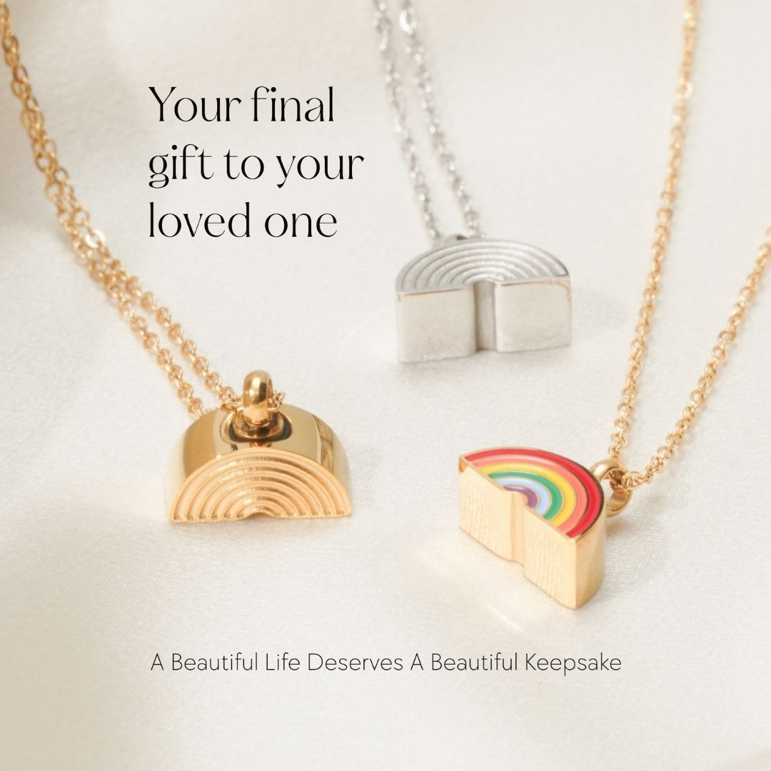 Rainbow Bridge - Cremation Necklace for Dog & Pet Ashes - Rainbow