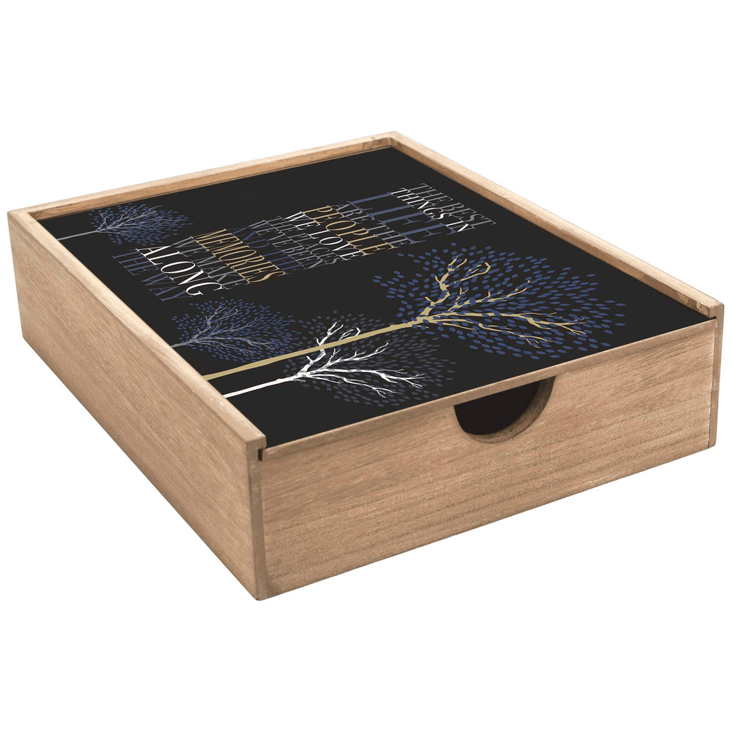 Elegant Memory Box With Floral Artwork And Sliding Lid Brn Multi 1