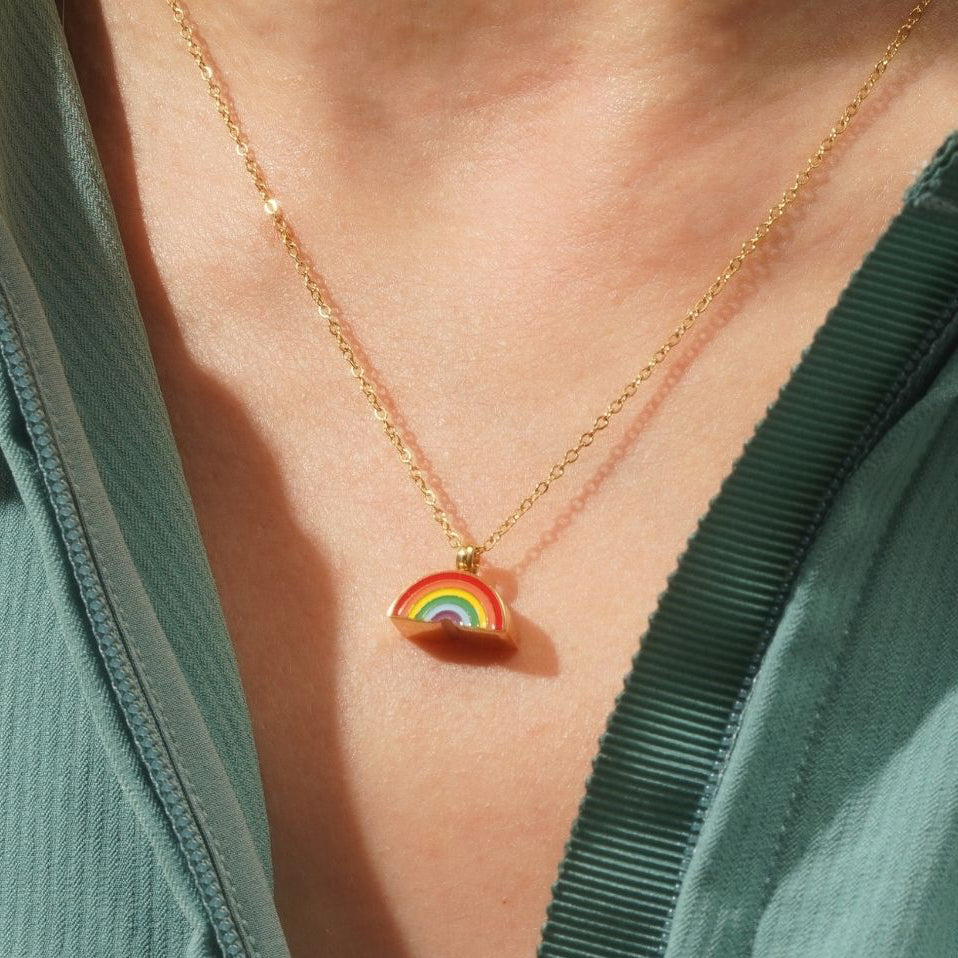 Rainbow Bridge - Cremation Necklace for Dog & Pet Ashes - Rainbow