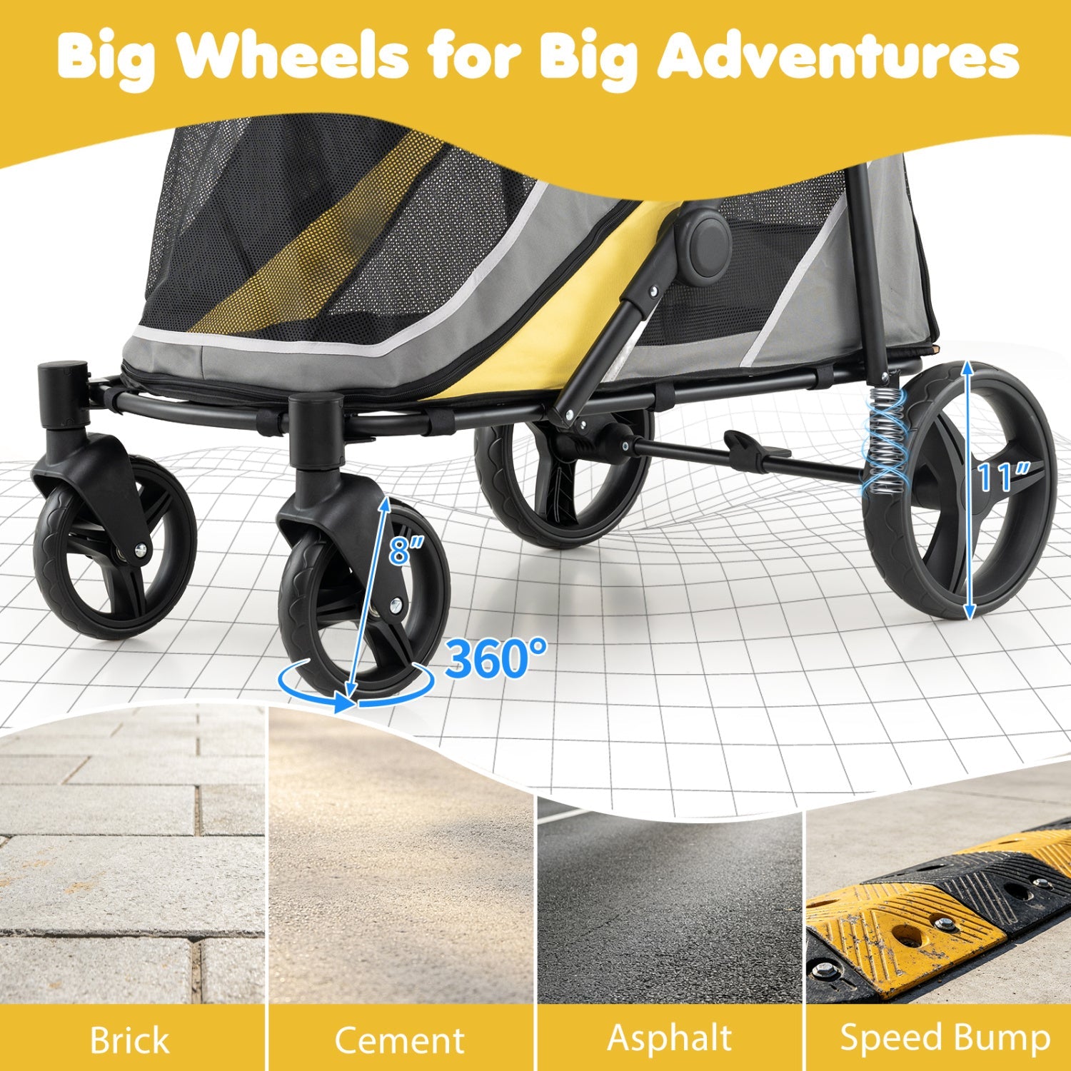 Heavy Duty Dog Stroller for Large Dogs - 220 LBS Capacity