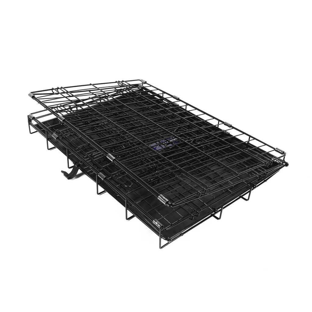 24inches Dogs Crate Folding Metal Pets Crates Double Door Puppy Cage Easy Set Up