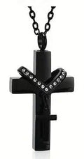 Black Cross on Cross Ashes Necklace Pendant