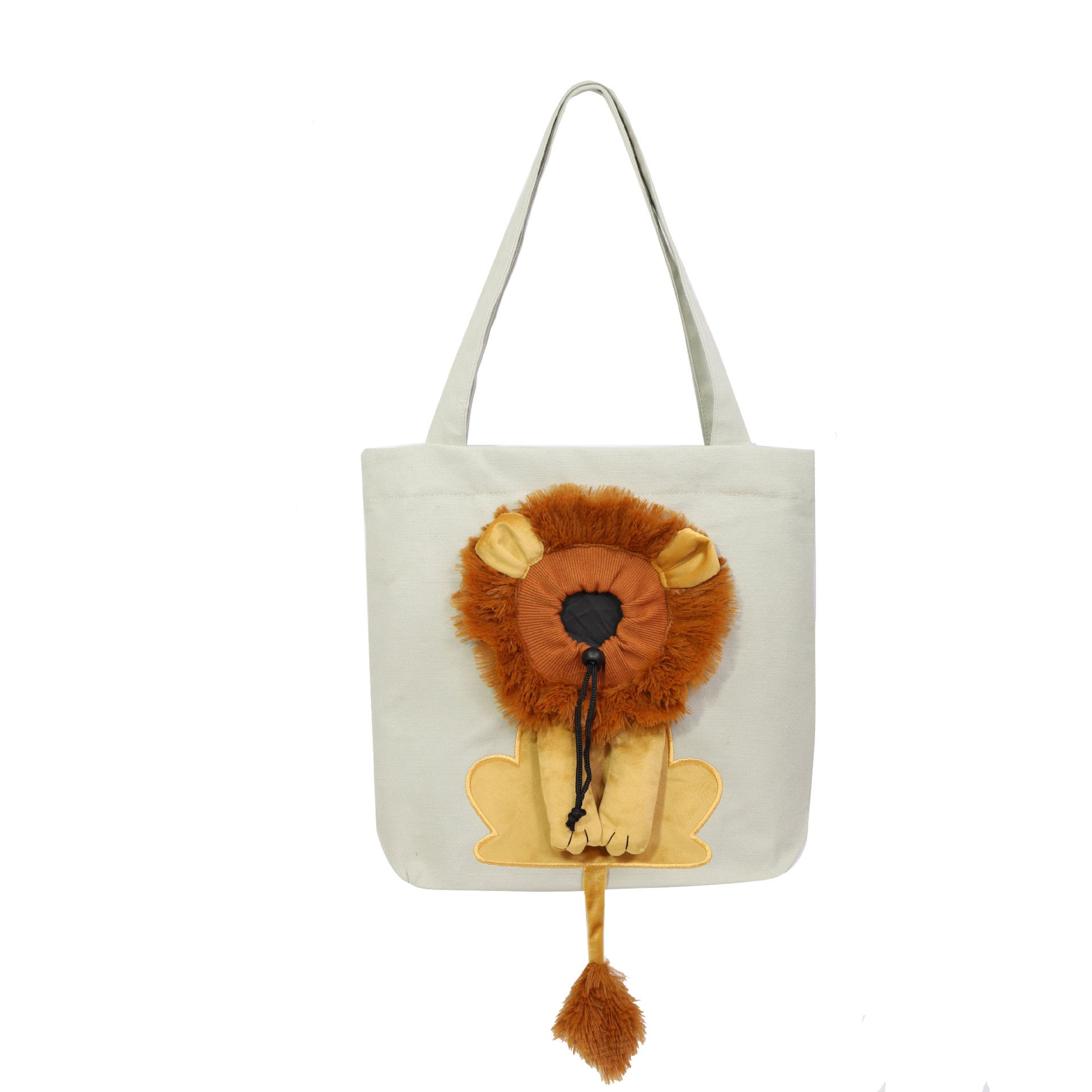 Soft Pet Carriers Lion Design Portable Breathable Bag Cat Dog Carrier Bags Outgoing Travel Pets Handbag With Safety Zippers Light Grey