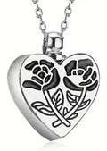 Dual Rose Heart Ashes Necklace Pendant