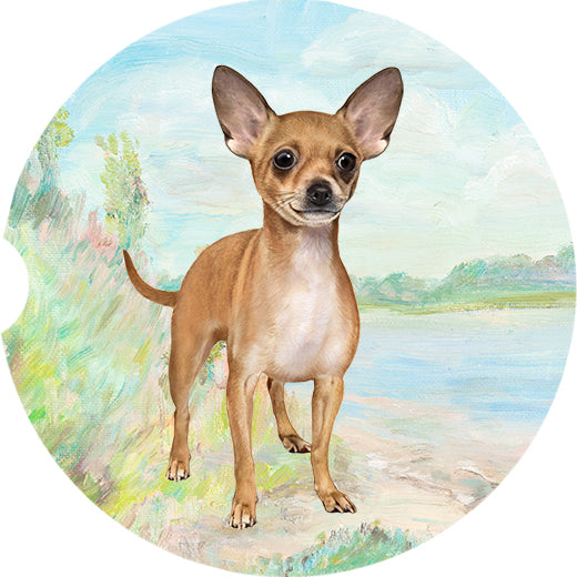 Chihuahua, Tan Car Coaster Chihuahua Standing