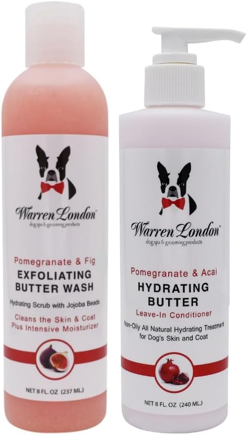Warren London Dog Shampoo Conditioner Combo Detangler Moisturizer 8oz Pomegranate Fig Pomegranate Acai
