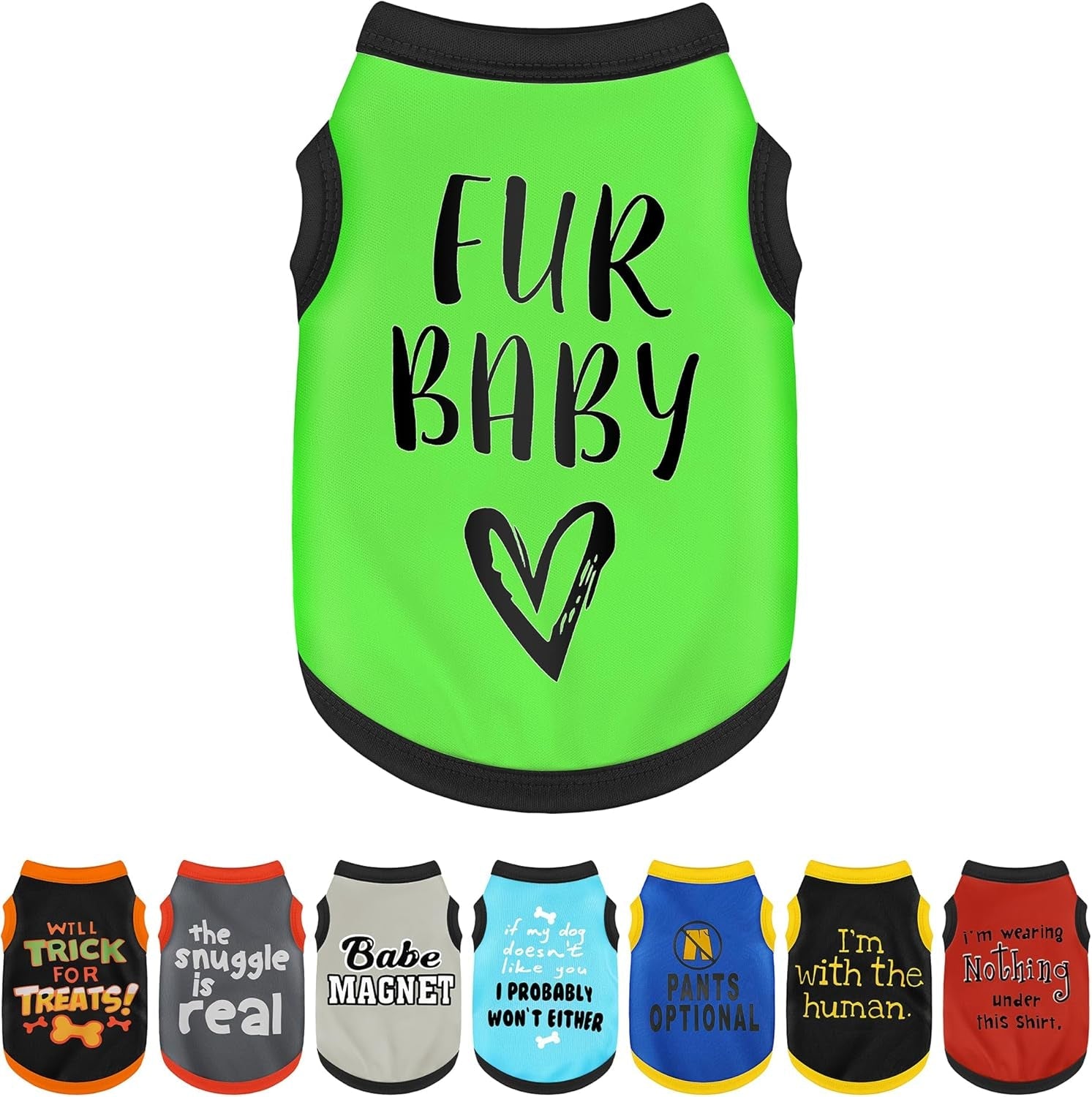 Dog Shirt Set 8 Pack Breathable Puppy Clothes Summer Fall XS-3XL Fur Baby