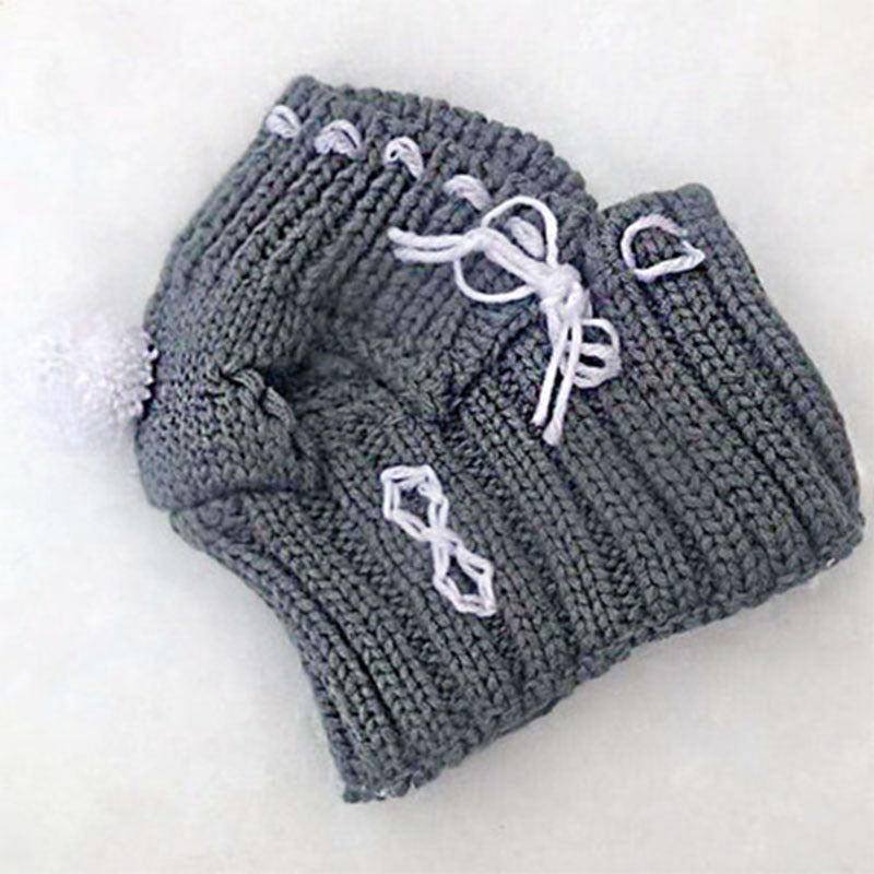 Funny woolen hat for pets to keep warm in winter Grey One size