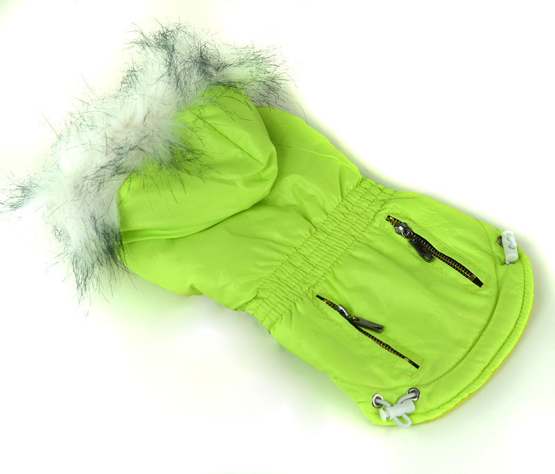 Zippered Cotton Padded Clothes For Pets Green