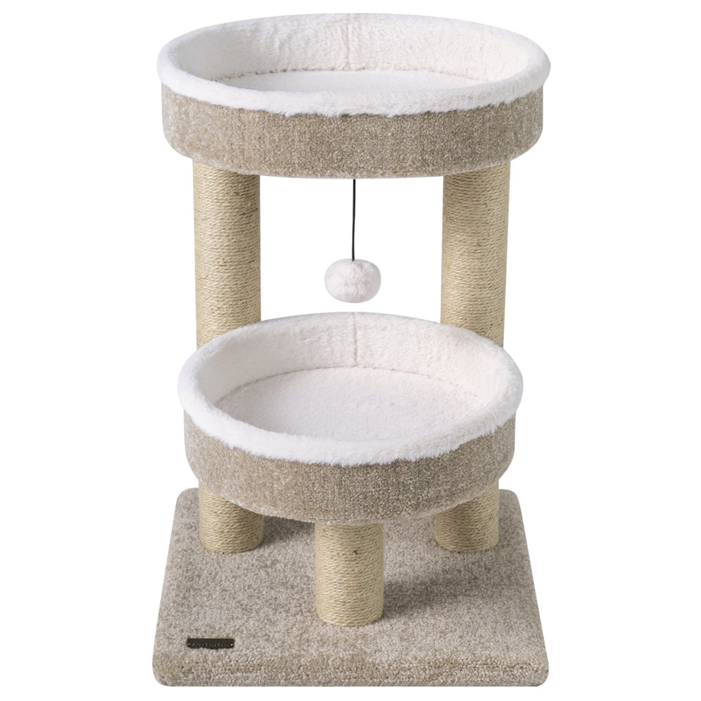 24" Cat Tower with Plush Perches & Scratching Posts