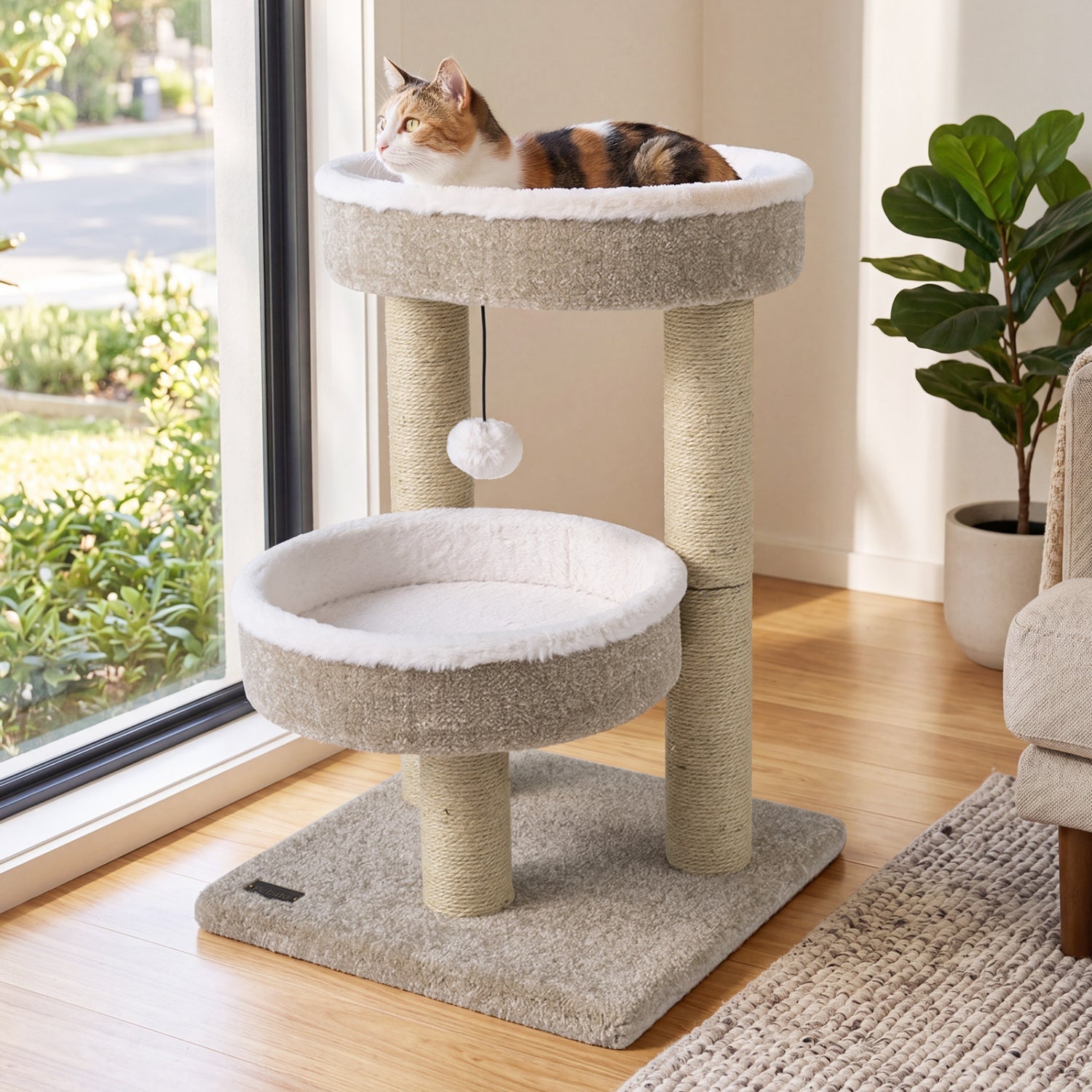 24" Cat Tower with Plush Perches & Scratching Posts Default Title