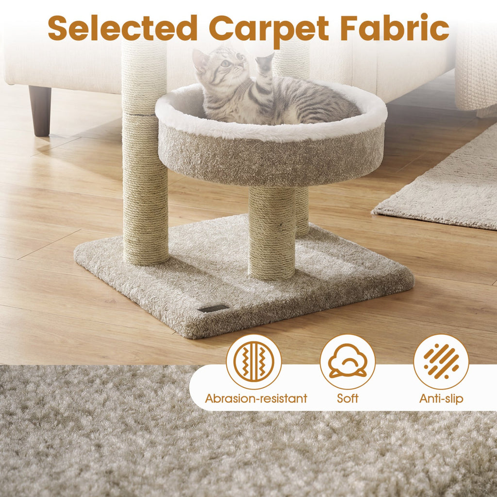 24" Cat Tower with Plush Perches & Scratching Posts
