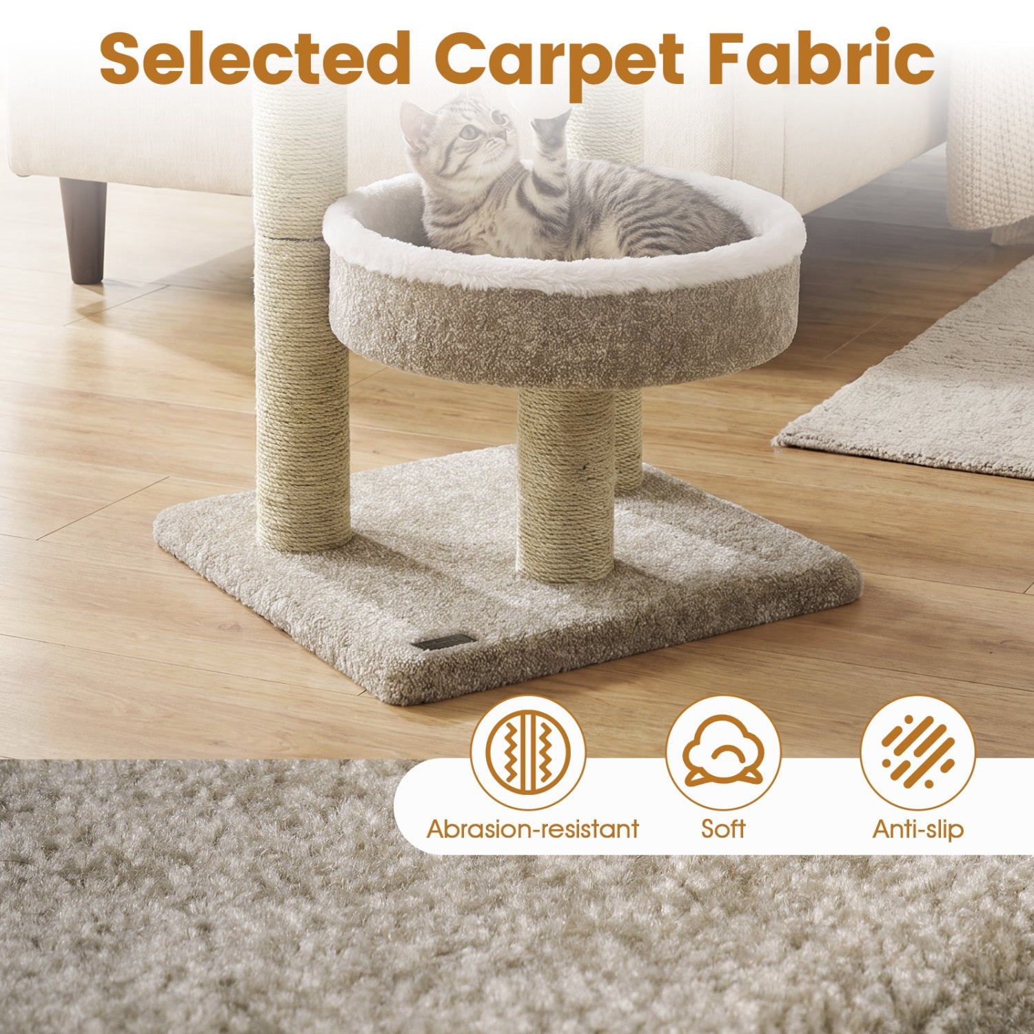 24" Cat Tower with Plush Perches & Scratching Posts