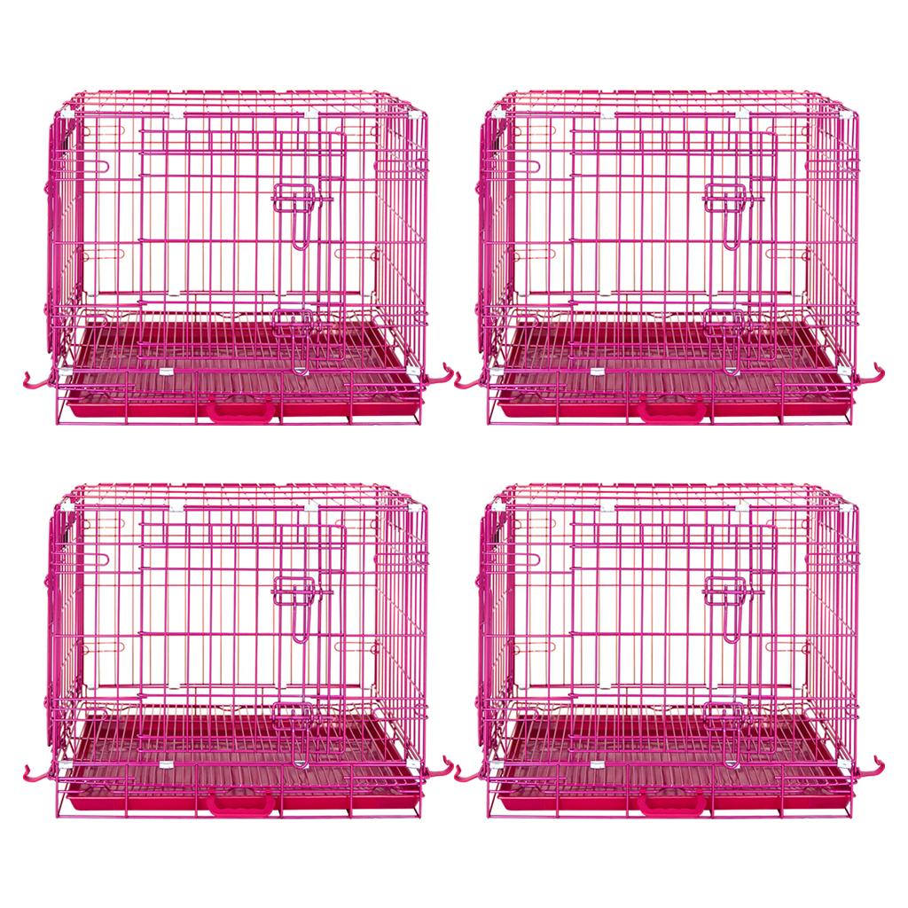 24-42" Collapsible Pink Dog Crate RED24-42 24 Inch 4 Pack