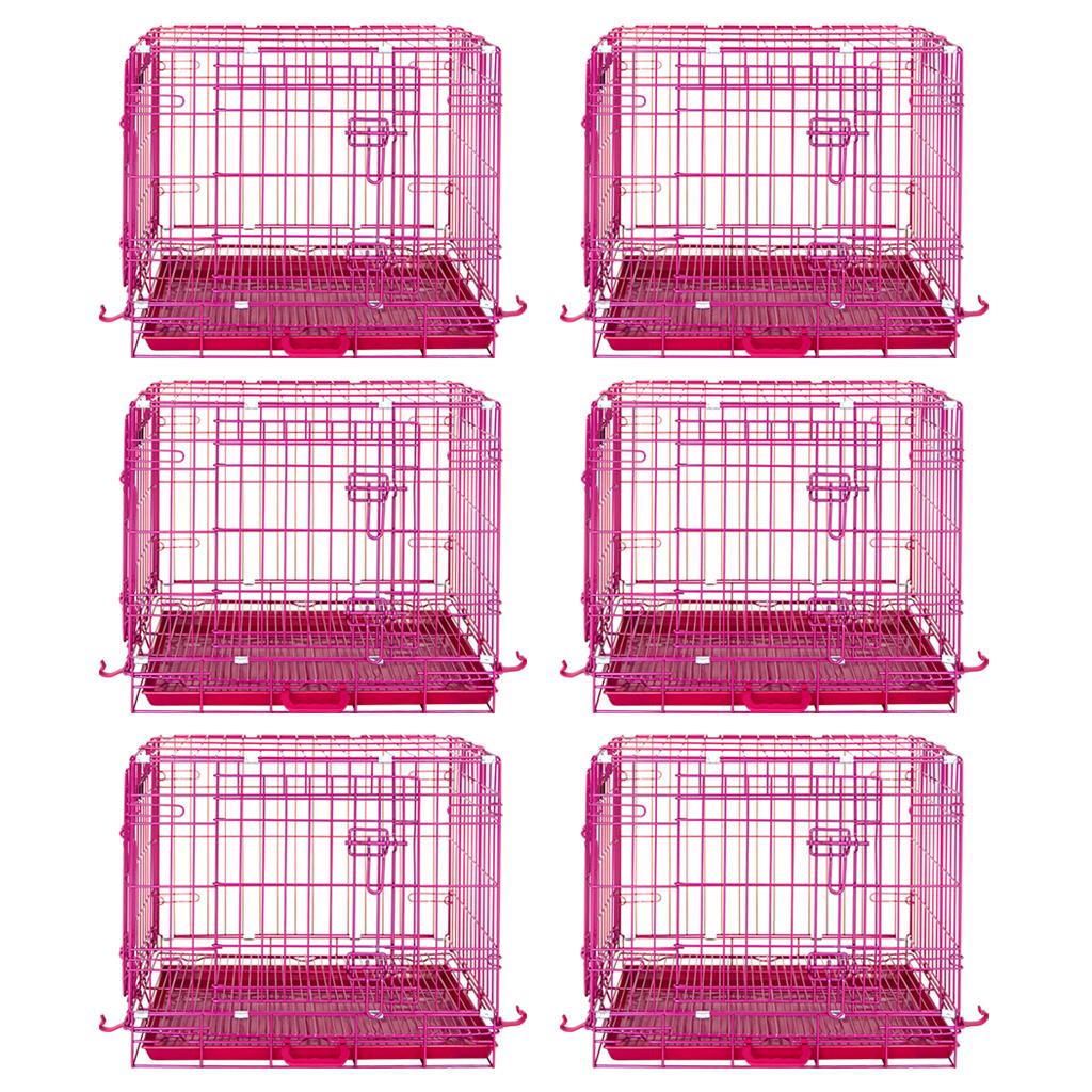 24-42" Collapsible Pink Dog Crate RED24-42 24 Inch 6 Pack