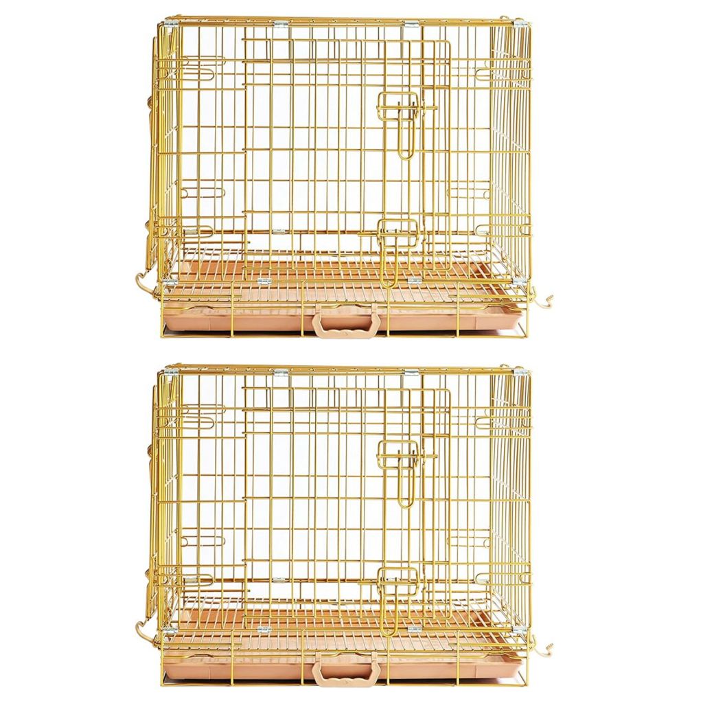 24-42" Collapsible Copper Gold Dog Crate GLD24-42 24 Inch 2 Pack
