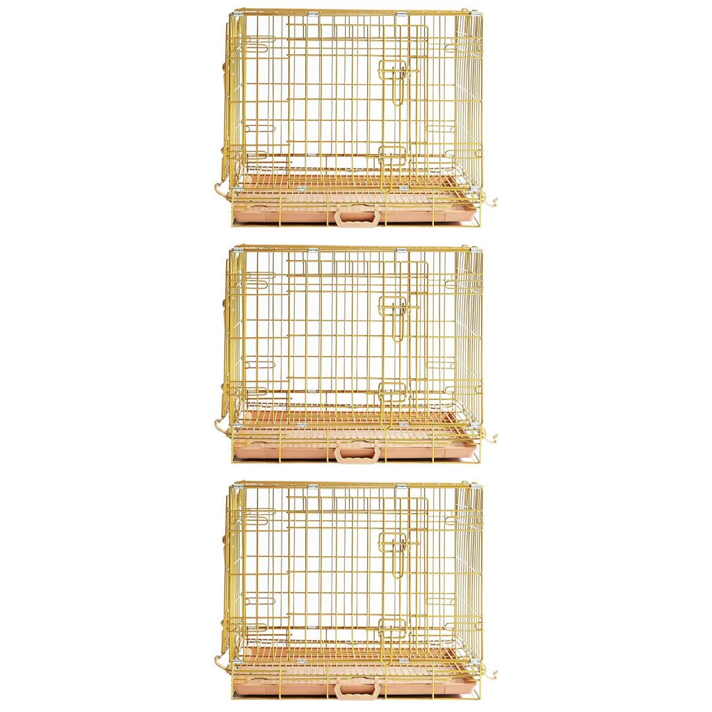 24-42" Collapsible Copper Gold Dog Crate GLD24-42 24 Inch 3 Pack
